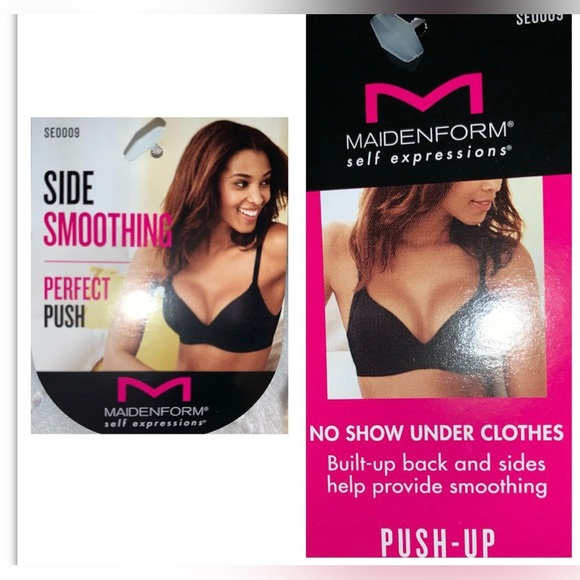 Side Smoothing Perfect Push-Up Underwire Bra 34C ~ Maidenform SE0009 Black - Picture 8 of 11